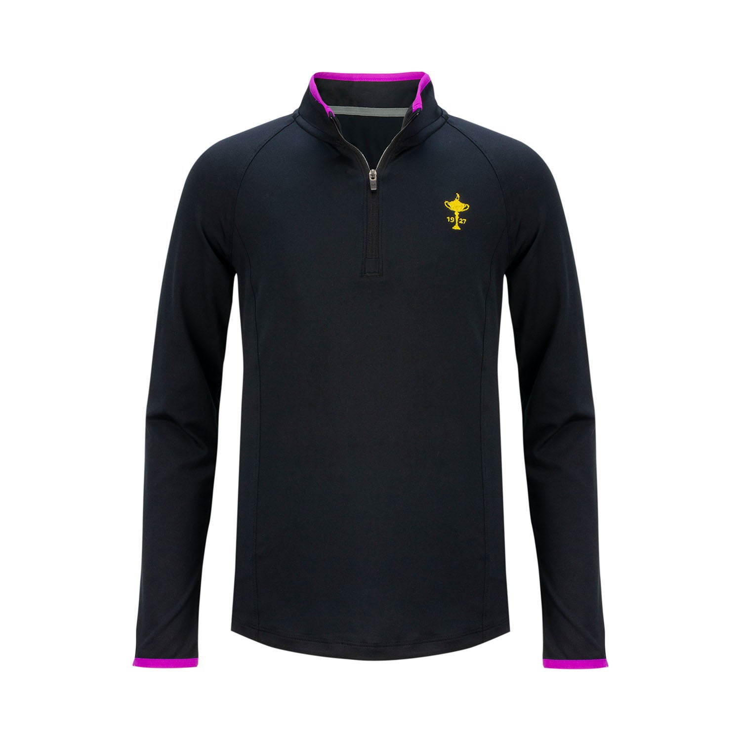 Ryder Cup Girls Youth T2 Green 1/4 Zip in Black- Front View