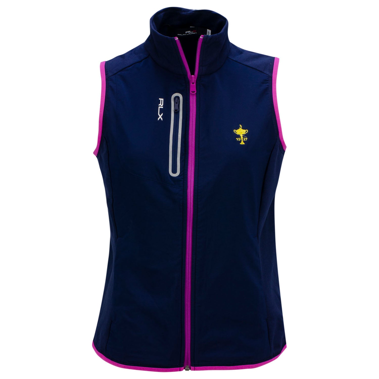 Ryder Cup Ralph Lauren Women's Tech Terry Full Zip Vest in Navy- Front View